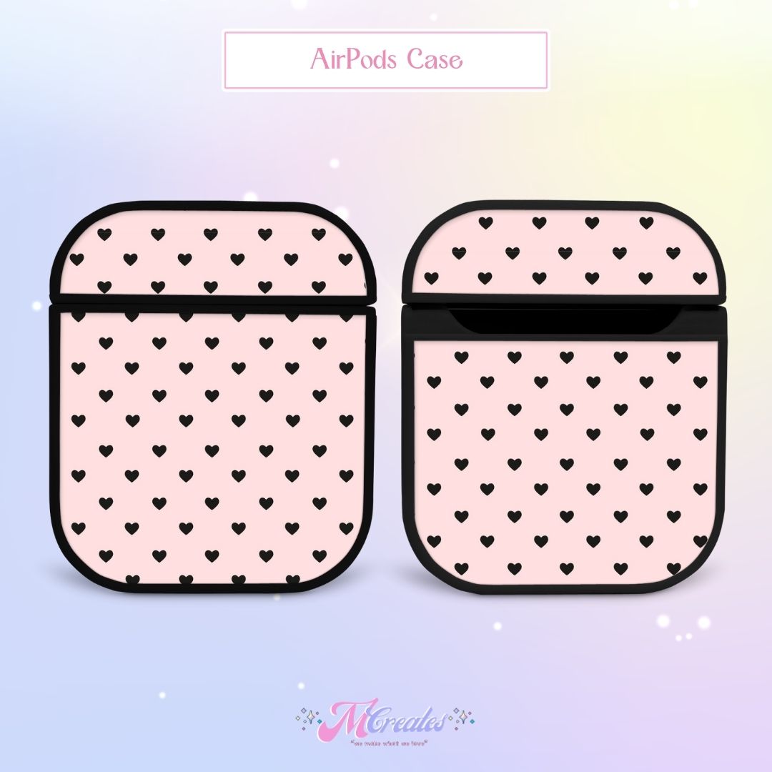 Black Mini Hearts AirPods Case