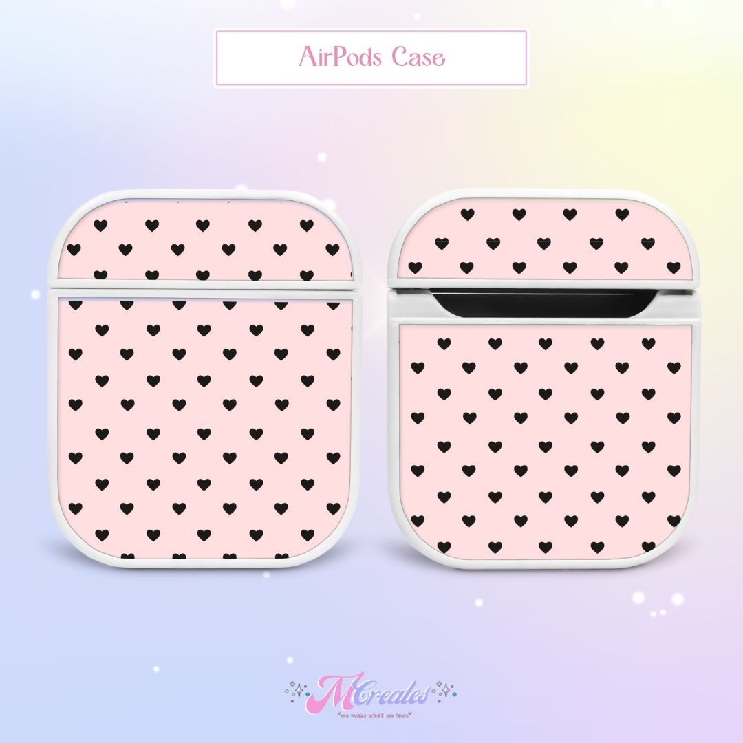 Black Mini Hearts AirPods Case